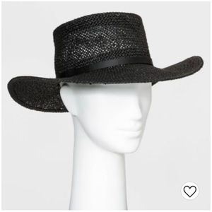 NWT Universal Threads Women’s Black Straw Boater Hat